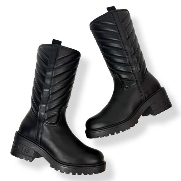 New Italian MARC ELLIS black leather motorcycle platform combat boots - Picture 4 of 16